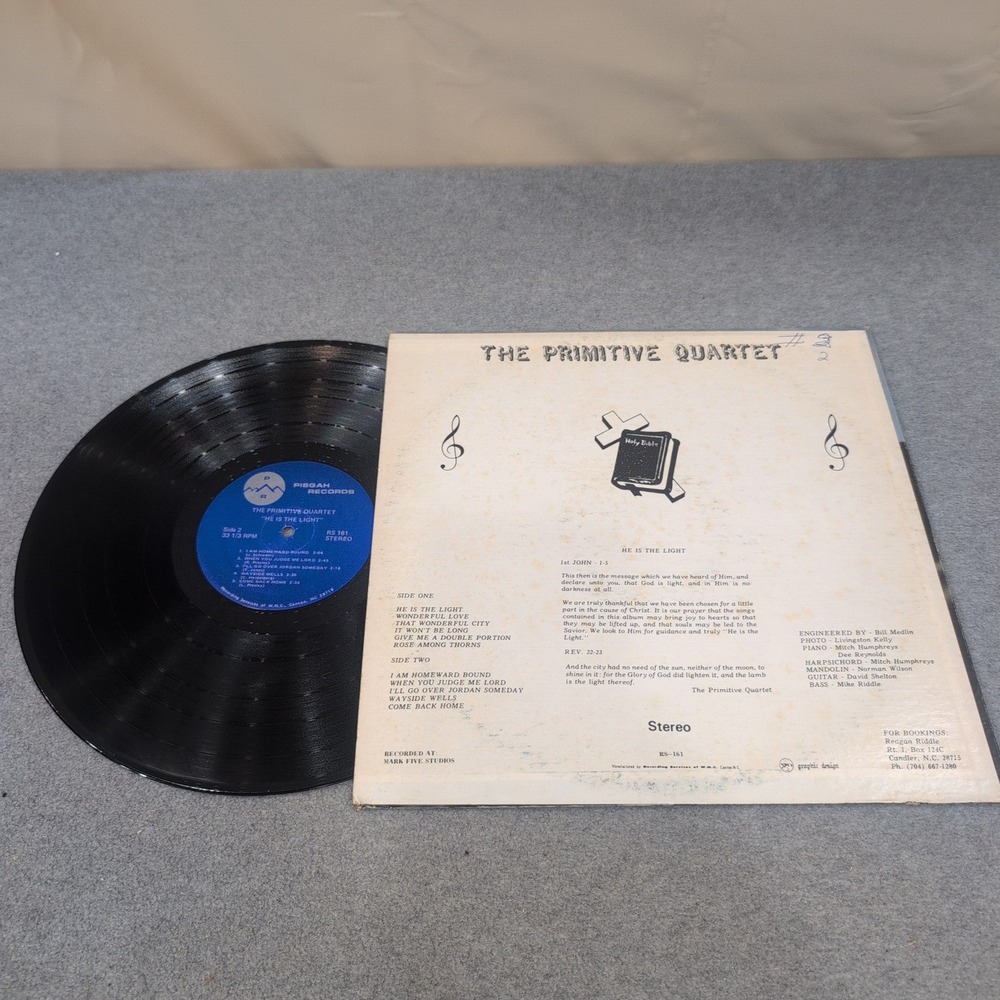 The Primitive Quartet He Is The Light Vinyl LP Gospel Pisgah Records RS-161 - Picture 2 of 2